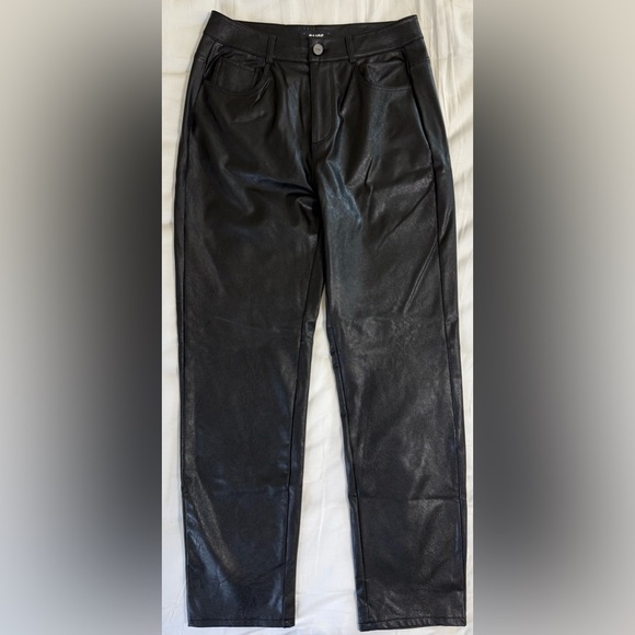PAIGE Faux Vegan Leather Pants Size 26 High Rise Ankle Straight Black - Picture 7 of 7